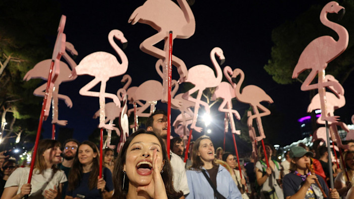 Tens of thousands of Albanians join ‘Flamingo Revolution’ protest