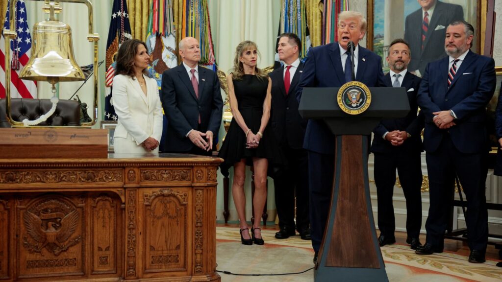 Trump rings opening bell at White House in joint Nasdaq-NYSE open